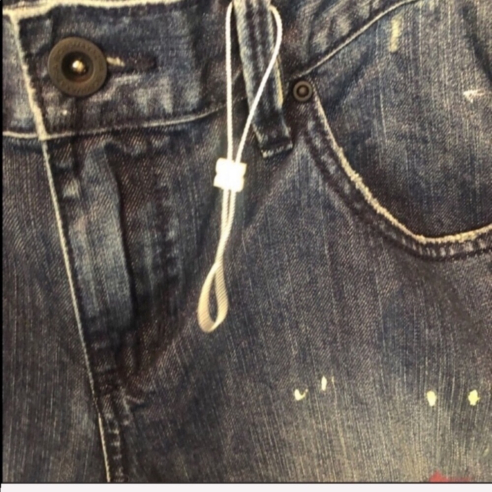 NWOT BCBG / Billie Cropped Boyfriend Painted Jeans - Picture 6 of 8